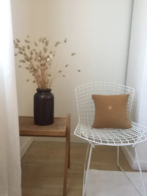 Coussin Liège en Lin Ancien avec Motif Étoile Or 