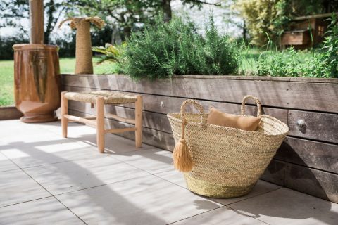 Panier marocain paillettes D60 cm et pompon Tassel