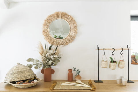 Miroir rond en fibre naturelle D 59cm