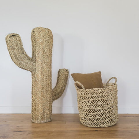 Panier en palme en crochet ajouré D 35 cm