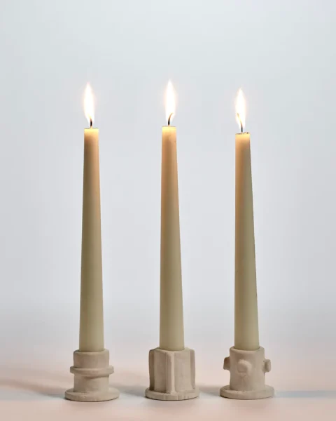 Trio de Bougeoirs Molly 01 en Grès Beige