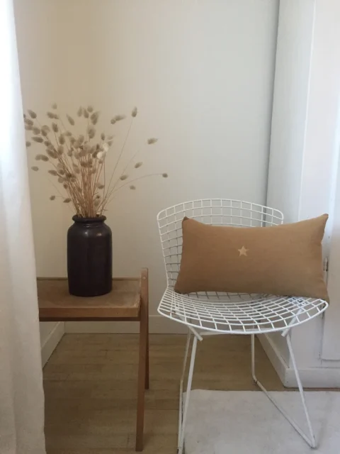 Coussin liège en lin ancien avec motif Etoile Or