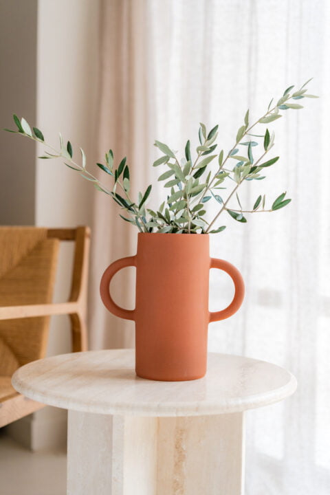 Vase anses uni terracotta