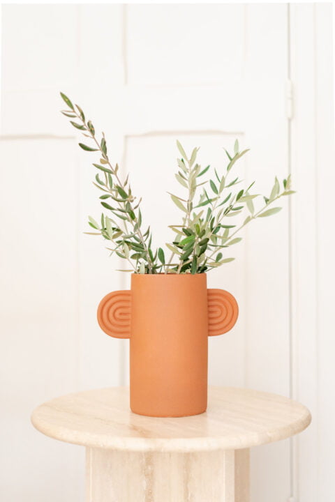 vase oreillettes uni terracotta