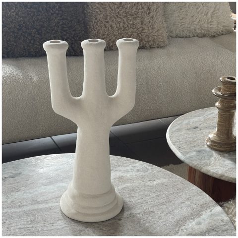 Bougeoir chandelier 3 Branches blanc