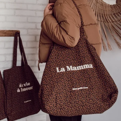 Cabas XXL Léopard MARRON La Mamma