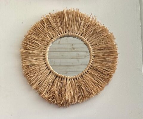 Miroir rond fibre naturelle 44cm