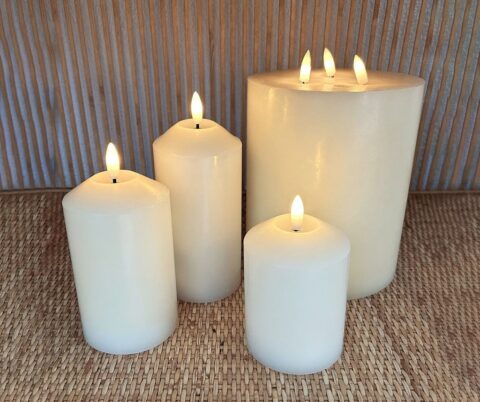 Trio de bougies LED en cire naturelle avec télécommande