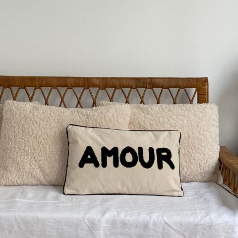 Coussin Amour en Toile Naturelle   