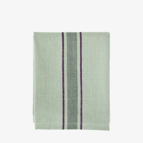 Torchon de cuisine à rayures en coton sauge