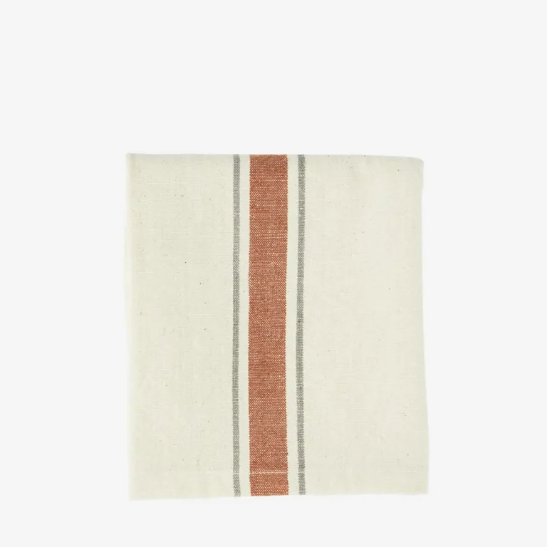 Torchon de cuisine en coton tomate, écru et taupe 1 jokt5b
