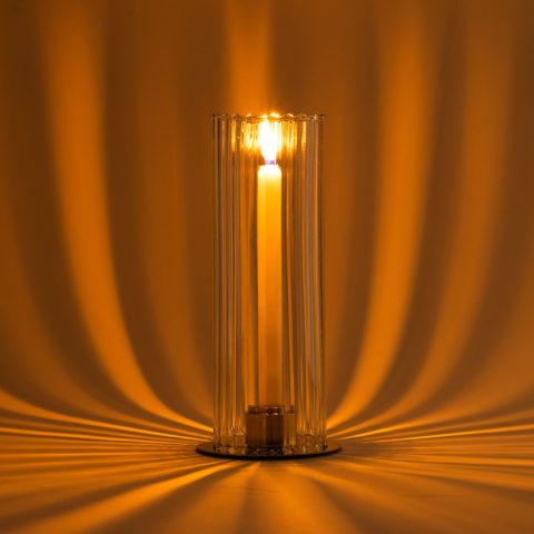 Photophore Cosmique en Verre Ondulé avec Coupelle en Laiton – Maison Pechavy