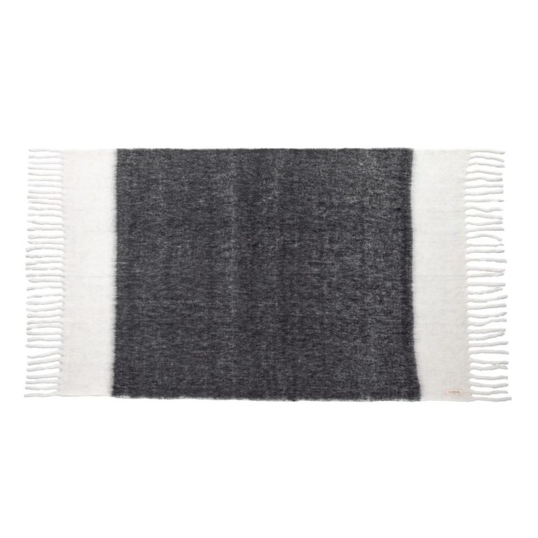 plaid en laine bicolore VICKY noir SNOW fiche produit packshot deplie