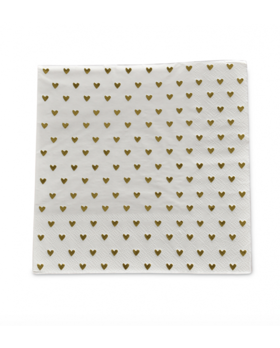 serviette en papier coeur dore lot de 20