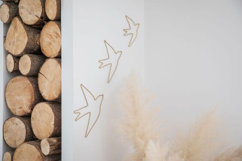 hirondelles en fil de laiton doré torsadées série de 3